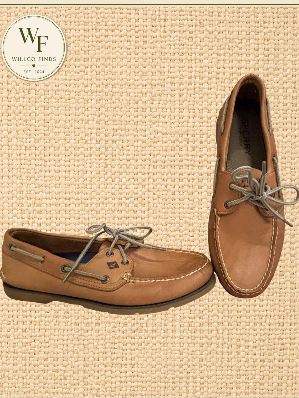 Sperry Men’s Tan Leather Moc Toe Boat Shoes